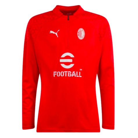 2023-2024 AC Milan Training Half Zip Top (Red) - Kids