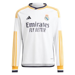 2023-2024 Real Madrid Long Sleeve Home Shirt (Kids)