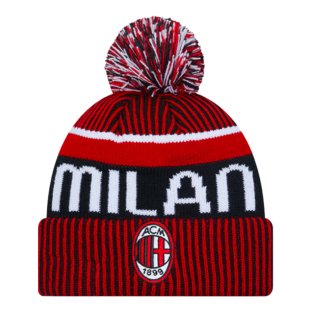 2023-2024 AC Milan Bobble Knit Beanie Hat (Red)