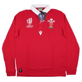 Wales RWC 2023 WRU Rugby Poly Cotton LS Rugby Jersey