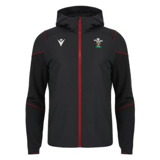 2023-2024 Wales Rugby Hooded WRU Full Zip Sweatshirt (Black) - Kids