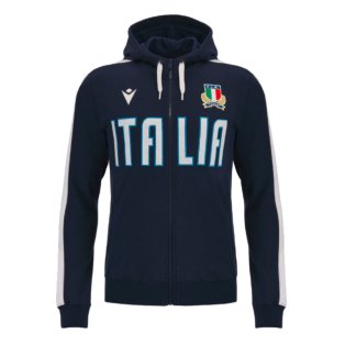 2023-2024 Italy Rugby Full Zip Travel Hoodie (Navy)