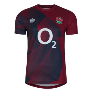 2023-2024 England Rugby Warm Up Jersey (Tibetan Red)
