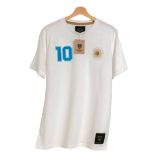 Argentina El Sol 10 White Retro Football T-Shirt