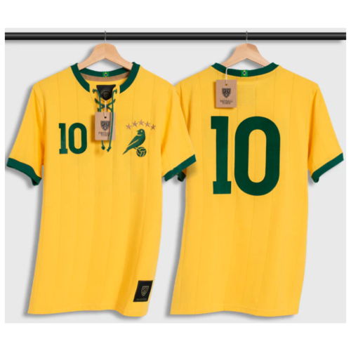 Brazil Retro Home Shirt With Laces Canarinha