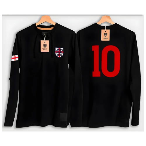England Retro Shirt Black The Lions Cross
