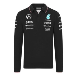2024 Mercedes-AMG Knit Long Sleeve Polo Shirt (Black)