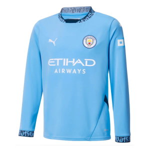 2024-2025 Man City Home Long Sleeve Shirt (Kids) (Nico 14)