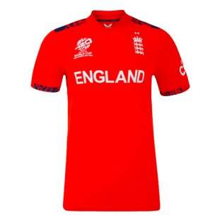 2024 England Cricket T20 Replica S/S T-Shirt - World Cup (Red) (Ladies)