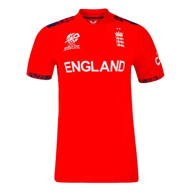 2024 England Cricket T20 Replica S/S T-Shirt - World Cup (Red) (Ladies)