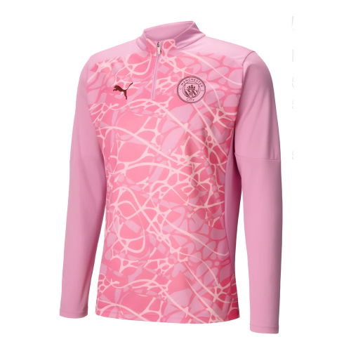 2024-2025 Man City Prematch 1/4 Zip Top (Pink)