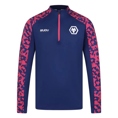 2024-2025 Wolves Pre Match 1/4 Zip Top (Blue/Pink)