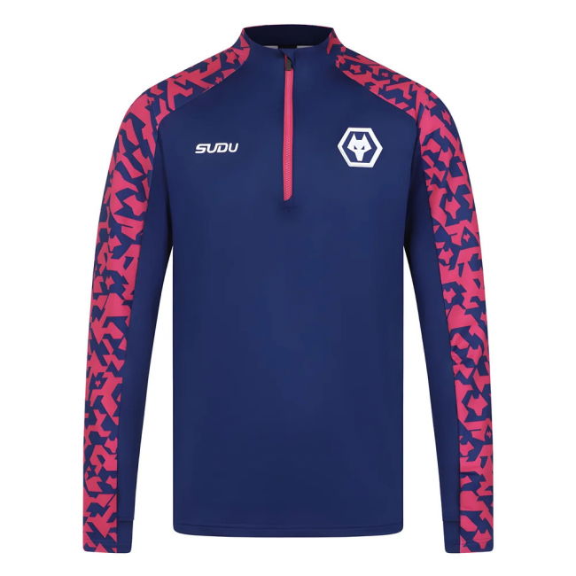 2024-2025 Wolves Pre Match 1/4 Zip Top (Blue/Pink)