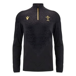2024-2025 Wales Rugby Training 1/4 Zip Top (Black)