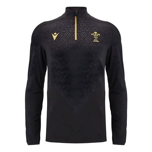 2024-2025 Wales Rugby Training 1/4 Zip Top (Black)