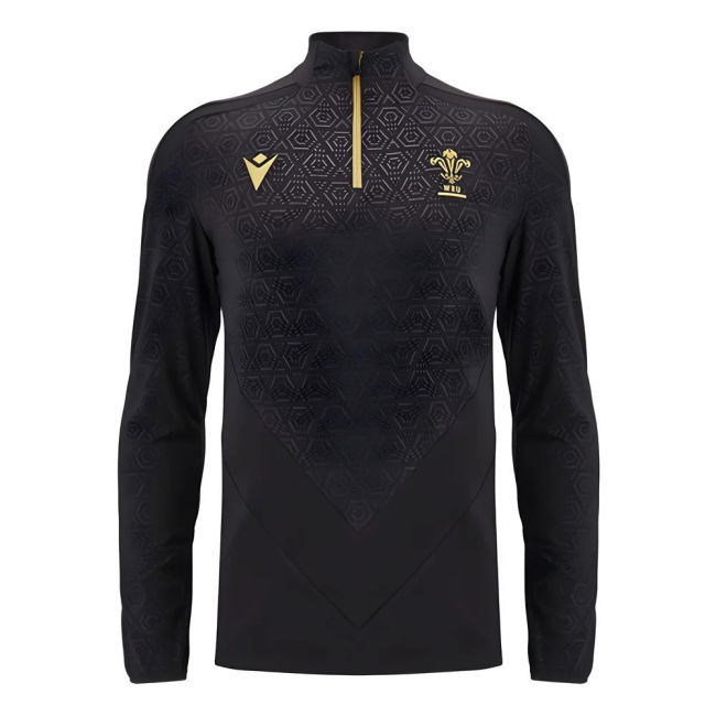 2024-2025 Wales Rugby Training 1/4 Zip Top (Black)