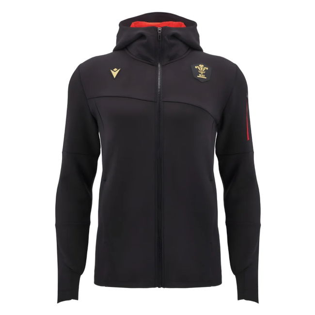 2024-2025 Wales WRU Rugby Ath Full Zip Hoody (Black)
