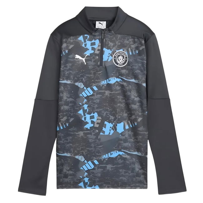 2024-2025 Man City Prematch 1/4 Zip Top (Strong Gray) - Kids