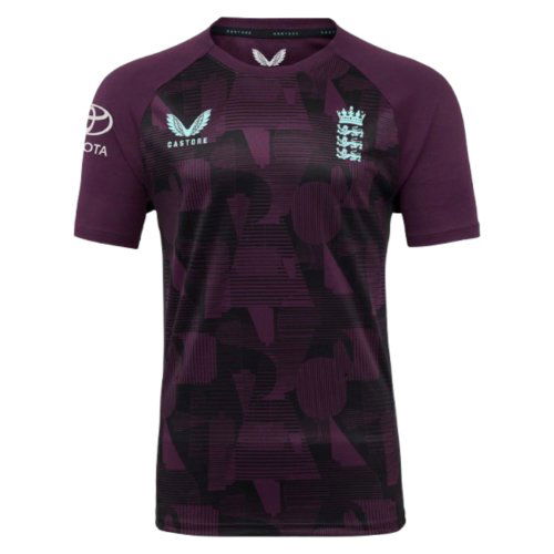 2025-2026 England Cricket Pro Training Short Sleeve Tee - Purple