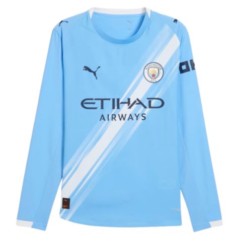 2025-2026 Man City Authentic Long Sleeve Home Shirt