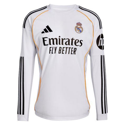 2025-2026 Real Madrid Long Sleeve Home Shirt