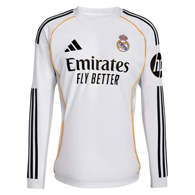 2025-2026 Real Madrid Long Sleeve Home Shirt