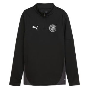 2025-2026 Man City Training 1/4 Zip Top (Black) - Kids