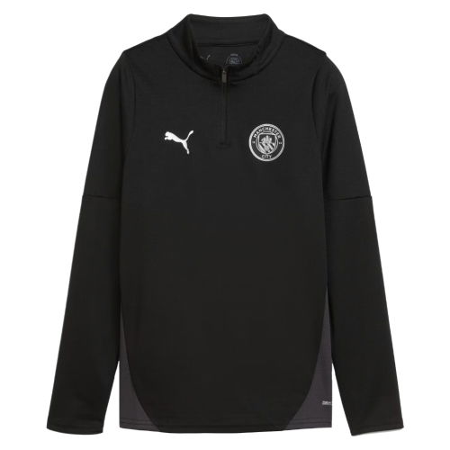 2025-2026 Man City Training 1/4 Zip Top (Black) - Kids