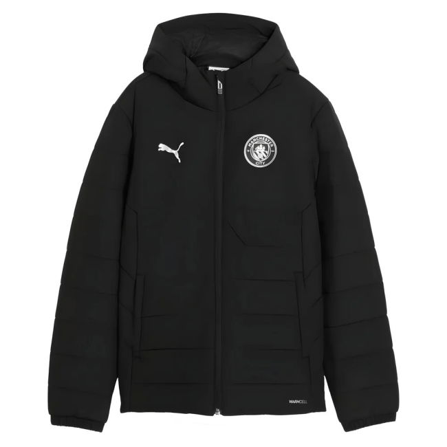 2025-2026 Man City Hooded Padded Coat (Black) - Kids