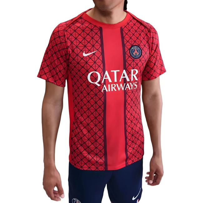 2025-2026 PSG Academy Pro Away Pre Match Shirt (Red)