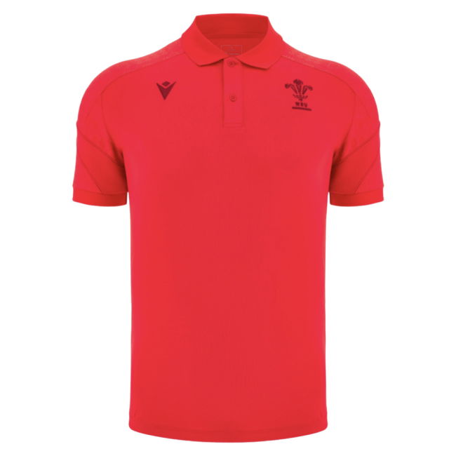 2025-2026 Wales WRU Rugby Travel Poly Polo Shirt (Red)