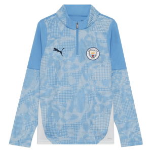 2025-2026 Man City Training 1/4 Zip Top (Light Blue) - Kids
