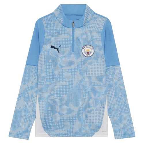 2025-2026 Man City Training 1/4 Zip Top (Light Blue) - Kids