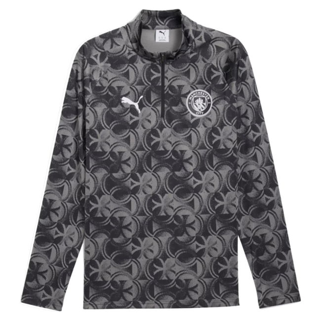 2025-2026 Man City Warm Up 1/4 Zip Top (Black)