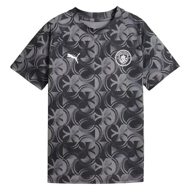 2025-2026 Man City Warm Up Jersey (Black) - Kids