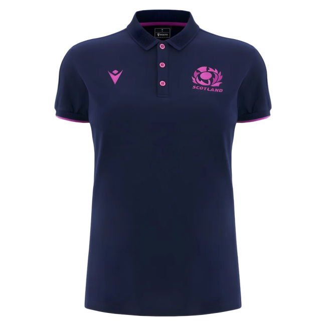 2025-2026 Scotland Rugby Travel Polo Shirt (Navy) - Womens