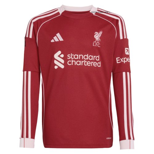 2025-2026 Liverpool Long Sleeve Home Shirt (Kids)