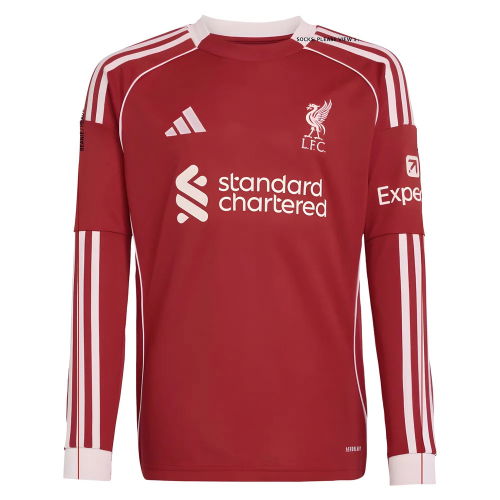 2025-2026 Liverpool Long Sleeve Home Shirt (Kids)