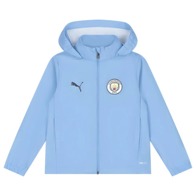 2025-2026 Man City Training All-Weather Jacket (Light Blue) - Kids