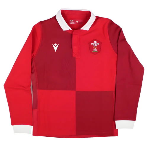 2025-2026 Wales WRU Home LS Cotton Rugby Shirt (Kids)
