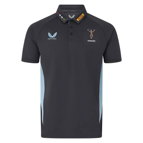 2025-2026 Harlequins Rugby Presentation Polo Shirt (Ebony)