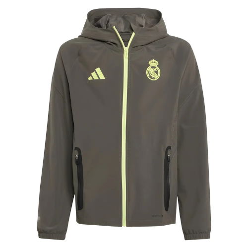 2025-2026 Real Madrid Vis Tech Travel Jacket (Almost Grey) - Kids