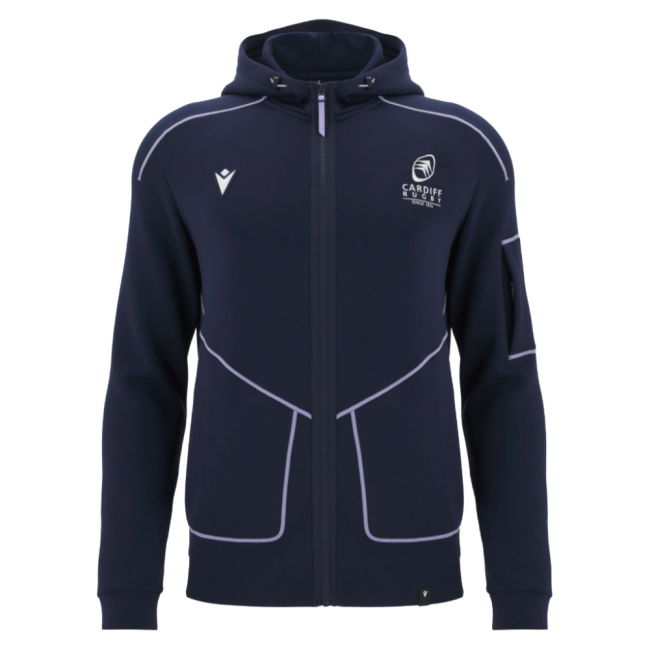 2025-2026 Cardiff Blues Warm Up Ath Full Zip Hoodie (Black)