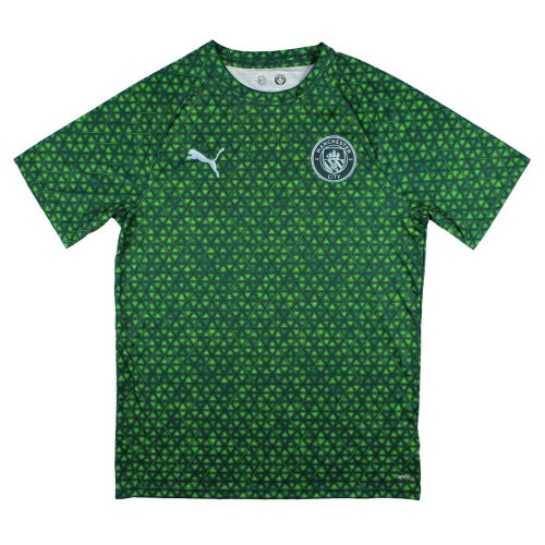 2025-2026 Man City Warm Up Jersey (Green Terrain) - Kids