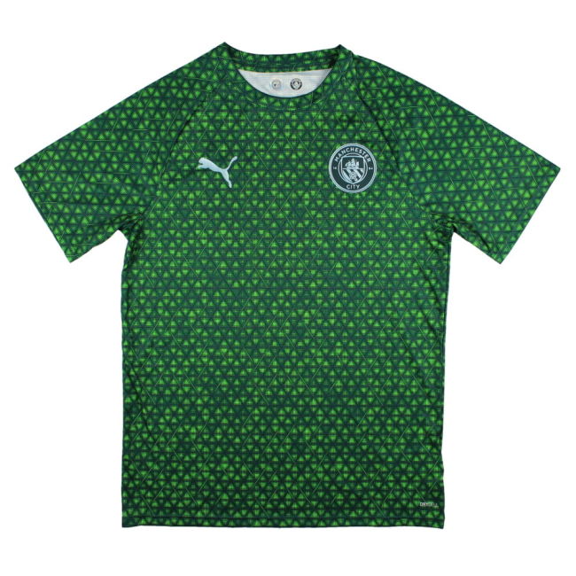 2025-2026 Man City Warm Up Jersey (Green Terrain) - Kids