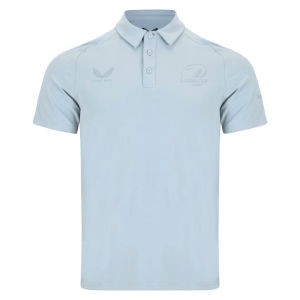 2025-2026 Leinster Rugby Short Sleeve Travel Polo Shirt (Grey Marl)