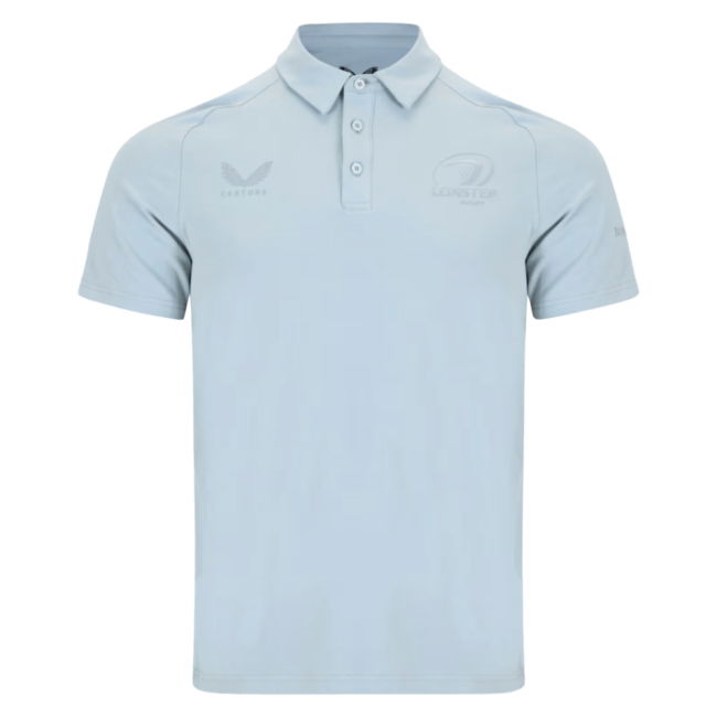 2025-2026 Leinster Rugby Short Sleeve Travel Polo Shirt (Grey Marl)