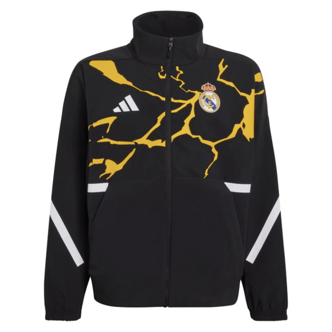 2025-2026 Real Madrid Anthem Jacket (Black) - Kids