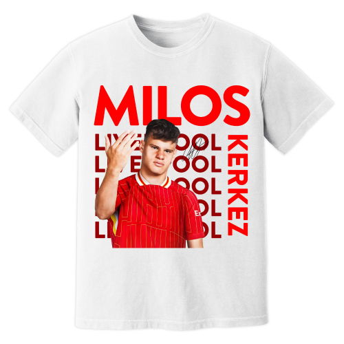 Milos Kerkez Liverpool New Signing T-Shirt (White)