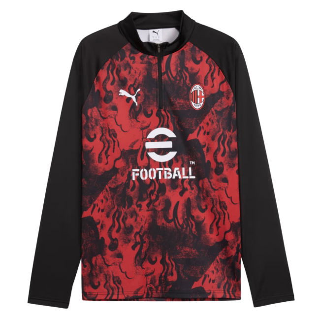 2025-2026 AC Milan Warm Up 1/4 Zip Top (Red)